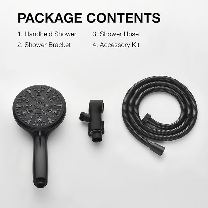 Handheld Shower Head 10 Mode Shower Heads with Handheld Spray High Pressure Shower Head Handheld with Brass Swivel Ball Bracket Showerheads Matte Black