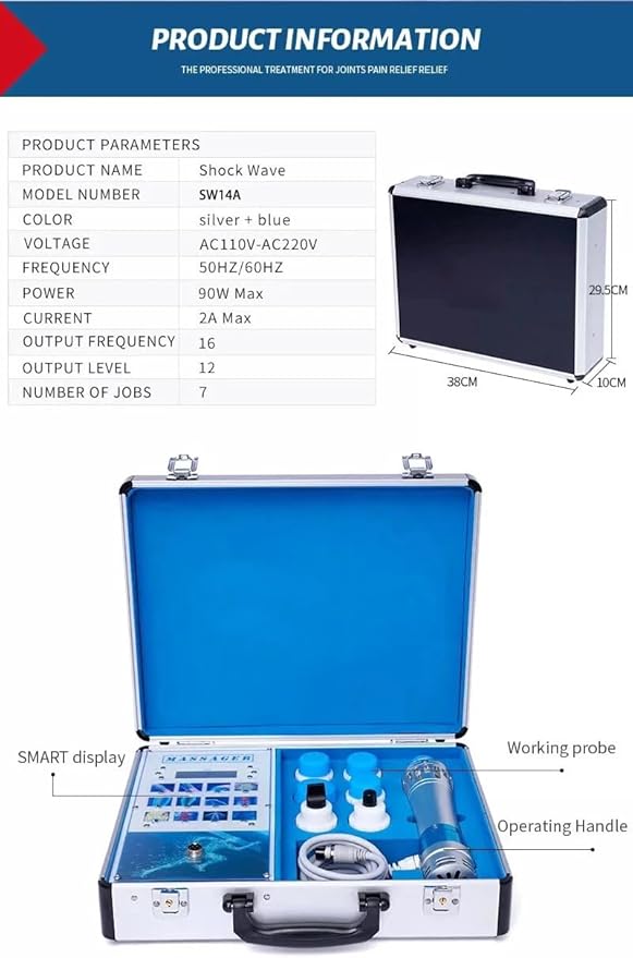 Electric Shockwave Therapy Machine, Shock Wave Therapy Device Body Massager Joint Pain Relief Focused Shockwave Machine Non-Invasive Therapy for Back Golf Elbow Plantar Fasciitis Body Relaxion