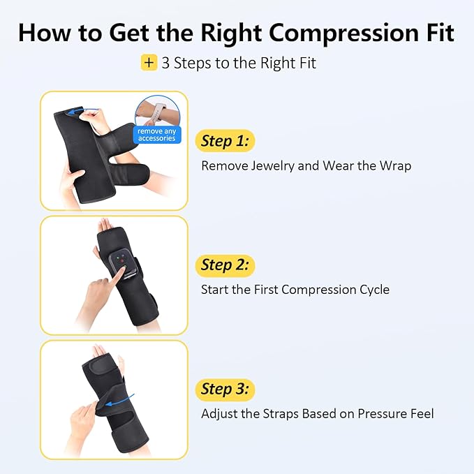 Comfytemp Air Compression Hand and Wrist Massager with Heat, FSA Eligible HSA, Portable Forearm Massage Sleeve for Circulation and Pain Relief, Ideal for Mom Dad Seniors