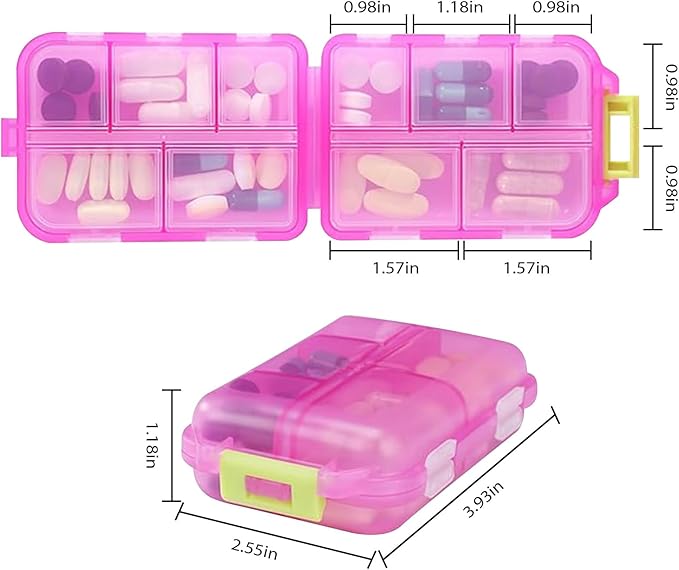 2PCS 7-Day Pill Organizer with Labels – Travel Pill Case, Daily Medication Organizer | Compact & Secure | Fits in Pocket/Purse (3.7” x 2.4”)