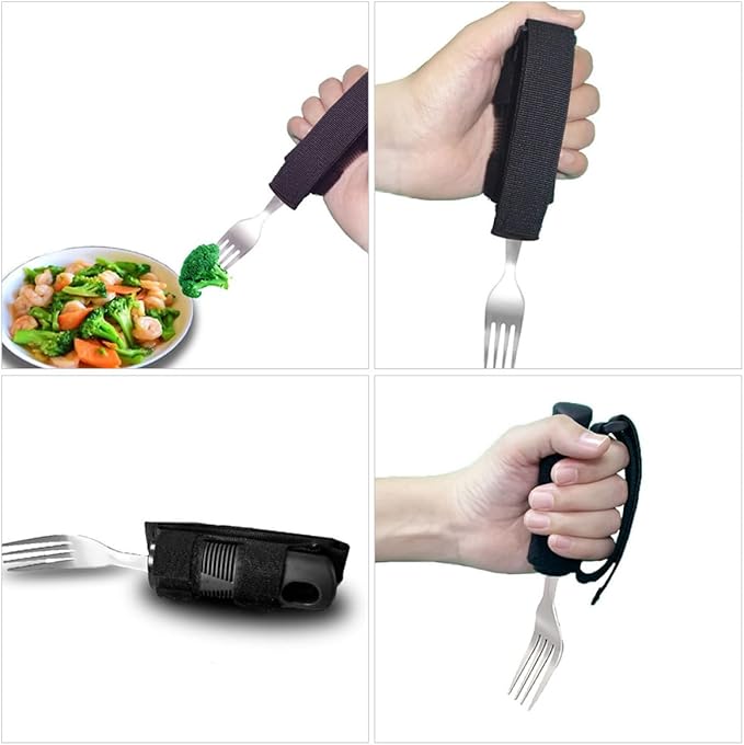 Ciieeo Adaptive Elderly Anti-Skid Fork with Thick Comfortable Grip Handle, Stainless Steel Mealtime Eating Aid Utensil for Disabled and Senior Users