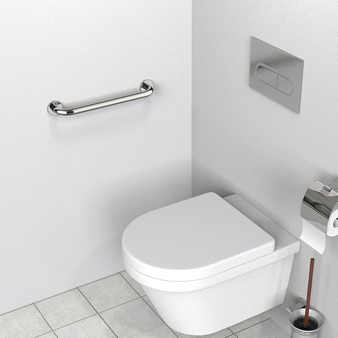 16 Inch Stainless Steel Shower Grab Bar, ZUEXT Chrome Shower Handle, Bathroom Balance Bar, Safety Hand Rail Support Bar for Handicap Elderly Injury, Senior Assist Bath Tub Wall Concealed Mount Handle