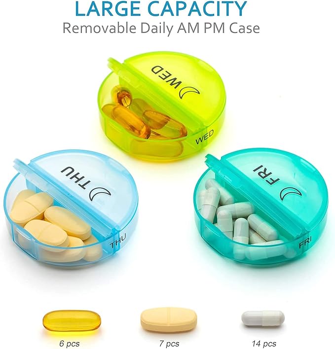 ［Upgrade］ Monthly Pill Organizer 2 Times A Day,One Month Box AM PM,Daily Cases Large 4 Week,Medication 28 Days Dispenser for Pills,Fish Oils, Vitamin,Supplement(Rainbow)…