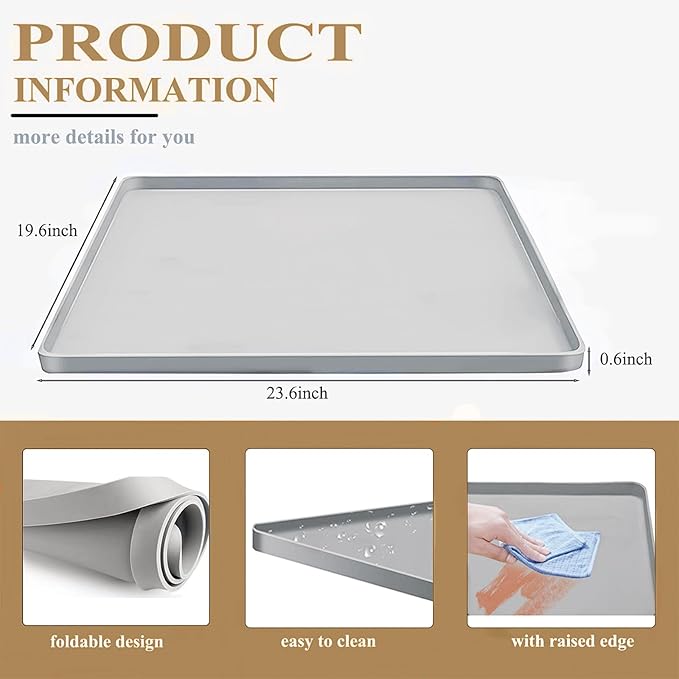 Bedside Commode Mat Bedside Toilet Mat with Raised Edge for Seniors Under Commode Chair Mat Non-Slip Recycle Commode Toilet Pad Silicone Mat for Portable Adults Potty 23.6"X 19.7" (Large)