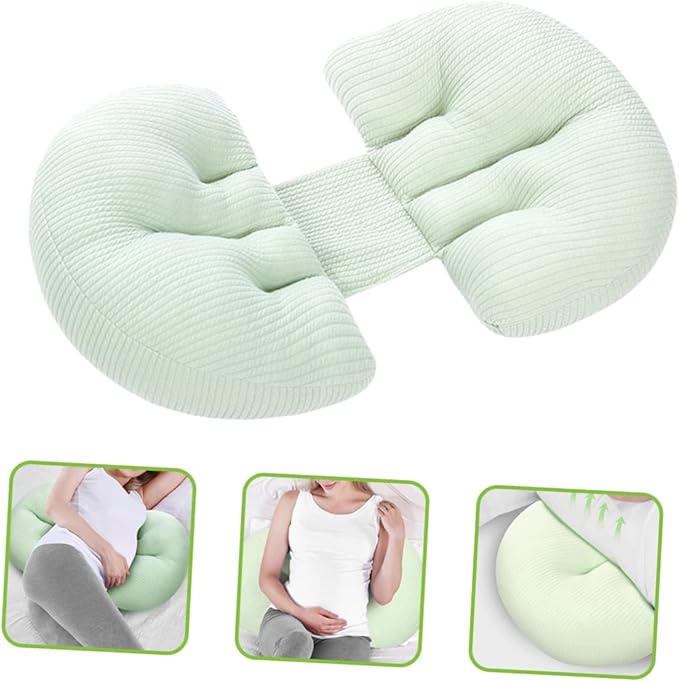 SOLUSTRE Shaped Pregnancy Pillow for Abdominal Support for Side Sleeping Ergonomic Design for Bump Relief for Pregnant Women and Seniors Soft and Breathable