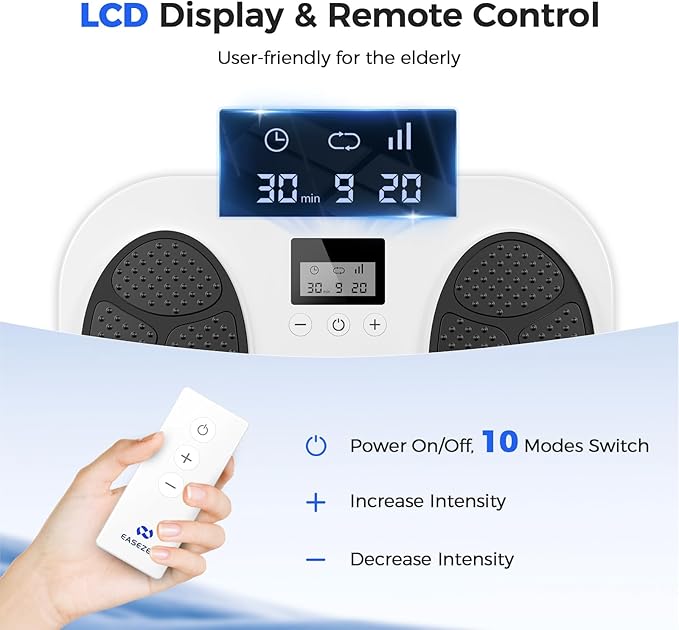 EaseZen Foot Massager for Neuropathy, Rechargeable TENS EMS Foot Stimulator with 10 Modes 20 Intensities, Feet Circulation Stimulator for Neuropathy, Plantar Fasciitis, Gifts for Mom Dad