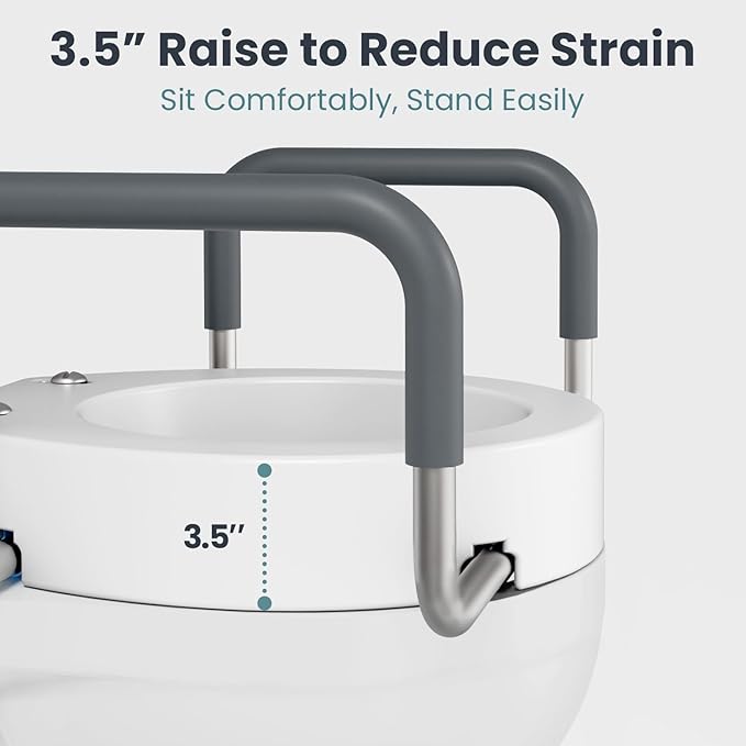 PELEGON Raised Toilet Seat With Handles (300lb) Toilet Seat Risers for Seniors, Raised Toilet Seat for Handicap Toilet Seat For Elderly & Disabled - Standard Seat