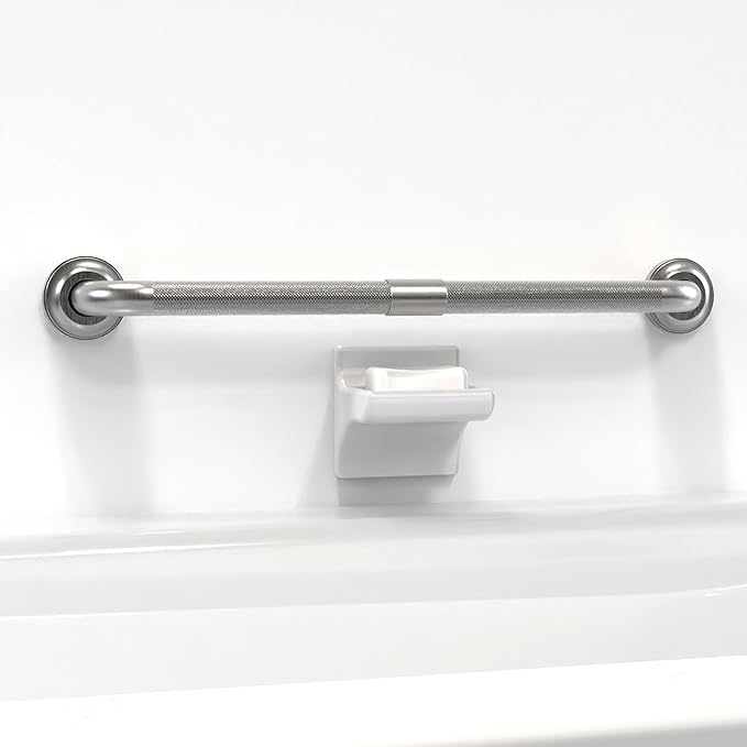 1-1/4" Knurled Grab Bar, ADA Compliant Bath Safety Shower Handrail, Bathroom Mobility Aid Handle for Seniors and Disabled, Heavy Duty 500lbs Support