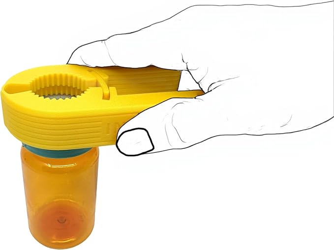 Intulon V7 Water Bottle Opener for Seniors Ergonomic Design Weak Hands Arthritis Friendly Twist Cap Remover Kitchen Gadget Handy Lightweight Utensil (Yellow)