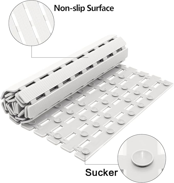 BEMISO Shower Mat Non Slip Bathtub Mat with Suction Cups and Drain Holes 37.4 x15.7 Inch Bath Mat for Tub & Shower.Easy Dry,Easy to Cut,Eco-Friendly
