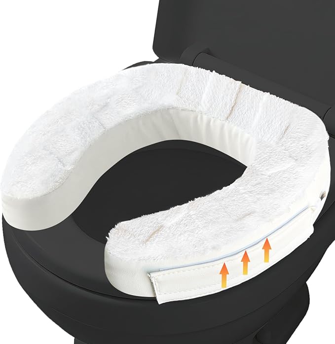 Toilet Seat Riser Cushion, 2 Inch Soft Padded Toilet Seat Cushion for Seniors, Plush Top with Easy-Clean Leather Cover, Adds Comfort and Height for Low Toilets, Mobility Support