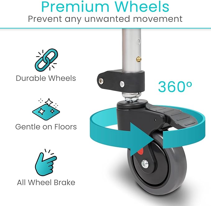 Vive Commode Shower Chair with Wheels - 3-in-1 Bathroom & Bedside Wheelchair for Seniors, Adults, Elderly, Disabled, Handicap - Rolling Toilet Transfer Seat w/Arms, Footrest, & Removable Bucket