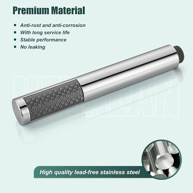 Heyalan Hand Held Shower Wand, High Pressure Handheld Head with Strong Flow, Luxury Spray for Bathroom,Single Function,Polished Chrome