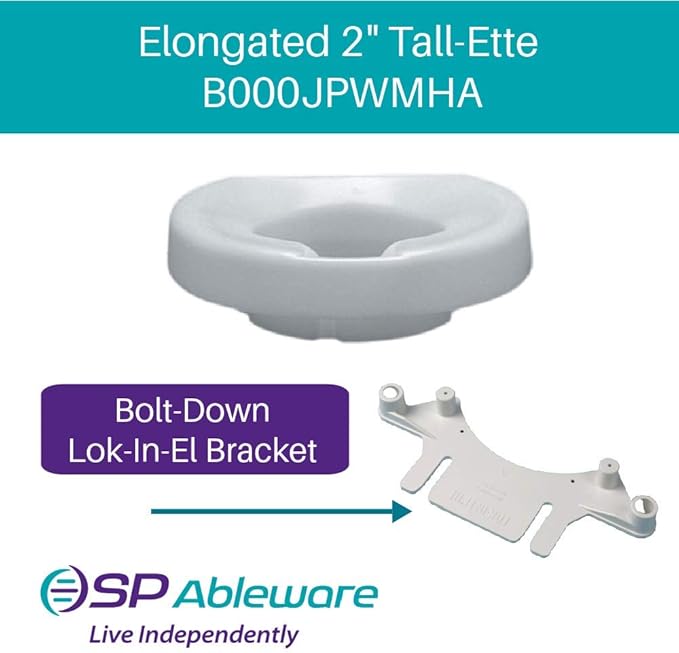 SP Ableware Maddak Tall-Ette 2-Inch Elevated Toilet Seat Compatible with Elongated and Standard Toilets (725831002)