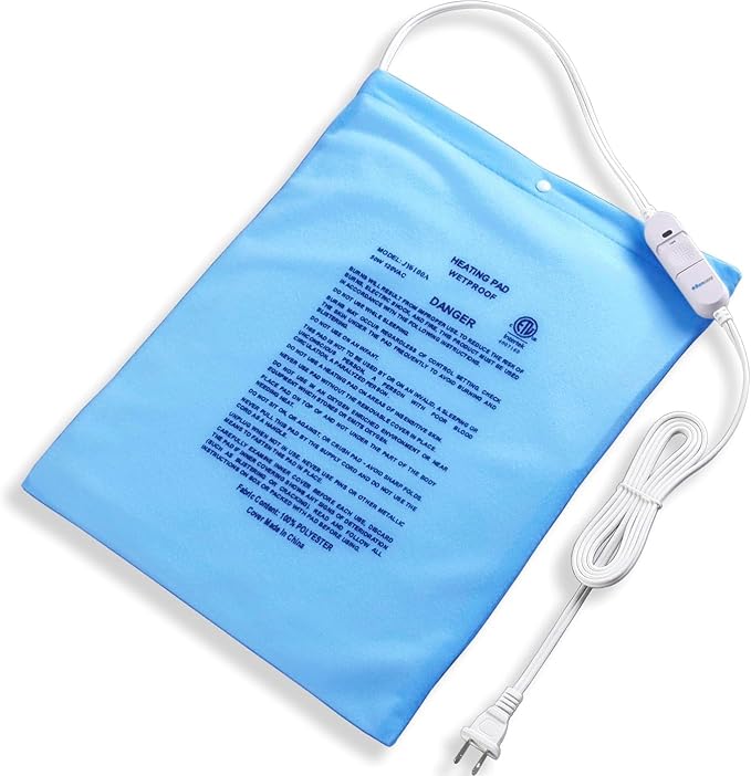 Boncare® Stay-On Small Vinyl Electric Heating Pad for Neck and Shoulders and Back Without Auto-Off, Low & High Heat Levels, Waterproof Hot Heat Pad with Washable Cover (11.5"x13.5", 1-Pack)