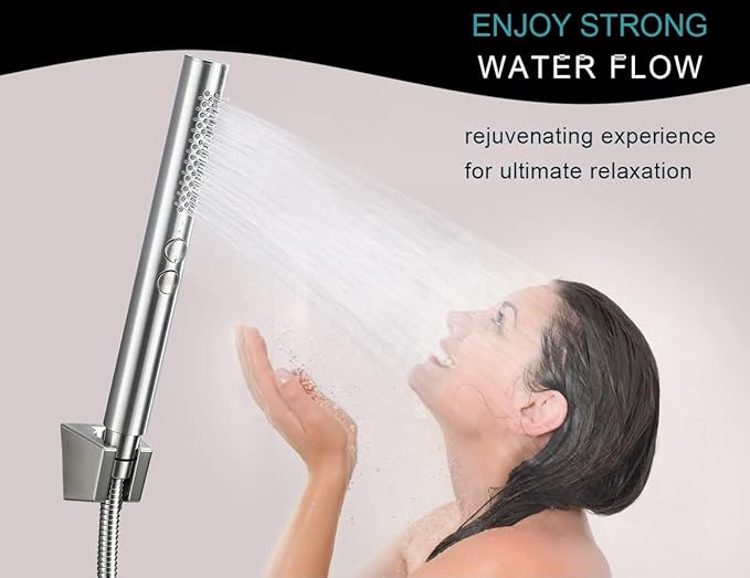2-in-1 High Pressure Handheld Shower Head Set with Long Hose & Bracket - 2 Function Spray Wand, High Flow RV & Dog Shower Combo in Brushed Nickel