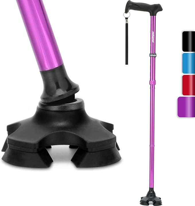 REHAND Walking Cane for Men & Women - Foldable, Adjustable, Lightweight, Self Standing Pivot Walking Cane, Soft Handle Grip, with Travel Bag, Walking Sticks for Seniors & Adults