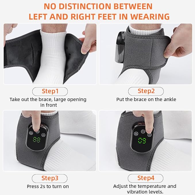IFTHFOUR 2Pcs Foot and Ankle Massager with Heat, Portable Heated Wrap, 3 Vibration Modes and 5 Heat Settings, USB Charging, Ideal for Home and Travel