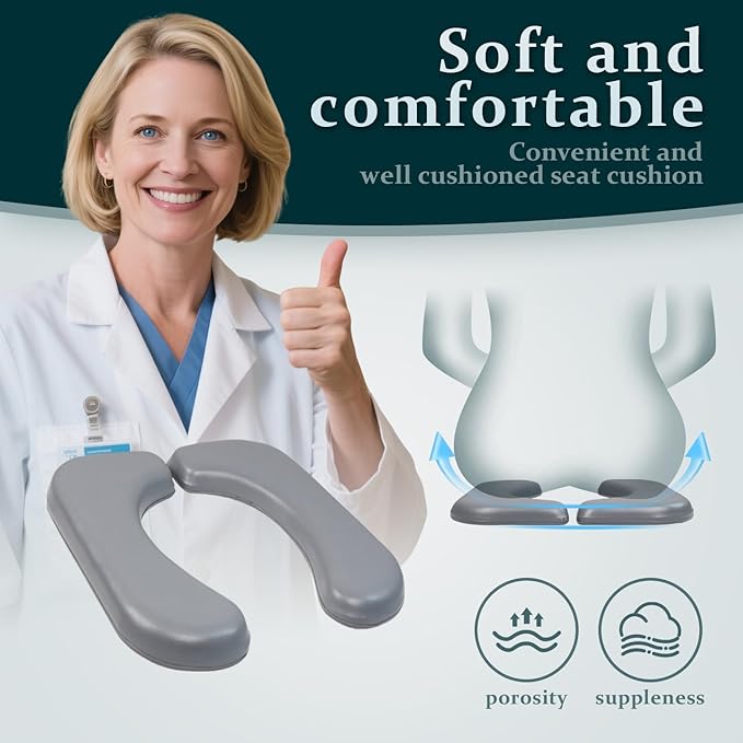 Two-Piece Commode Seat Pad,Waterproof Soft Toilet Seat Cover (Frame NOT Included),U-Shape Replacement PU Cushion with Clips for Elderly Bedside Shower Wheelchair for Elderly Comfort