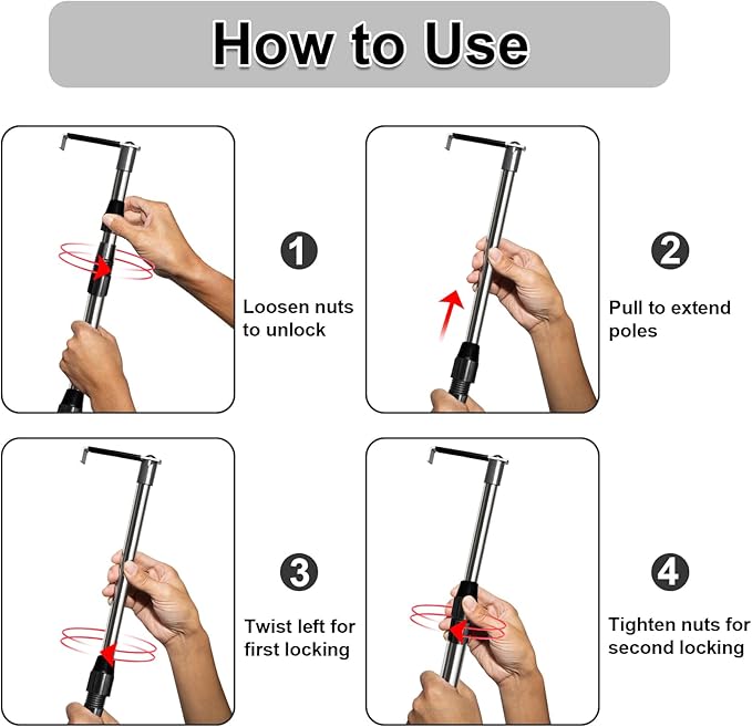 Truck Cargo Grabber - 6.3 Ft Heavy Duty Truck Bed Grabber Tool Telescoping Pole with 3 Hooks, Reach Retriever Tool for Pickup Trucks Bed, Accessories, and More (Black), Gift Ideas