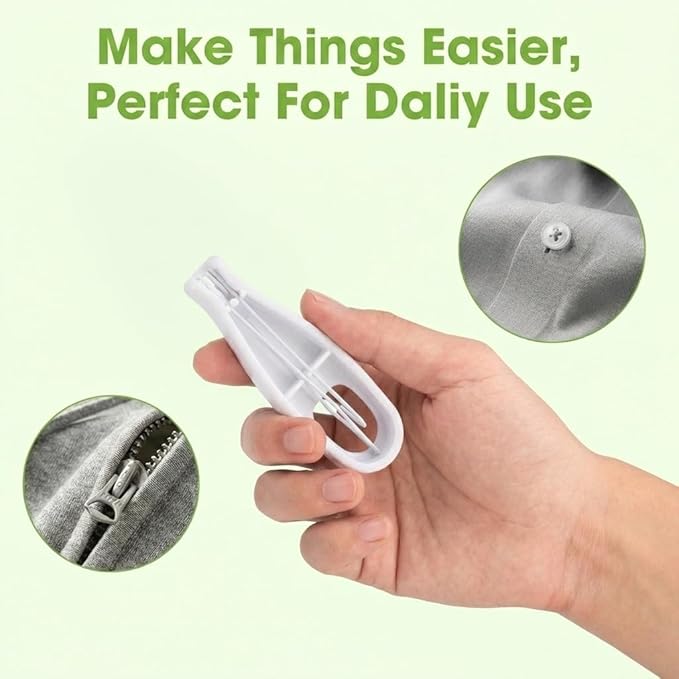 Button Hook and Zipper Pull Helper, Compact One-Hand Dressing Aid for Seniors & Limited Mobility, Ergonomic Buttoner Assist Tool for Daily Independent Living, Travel-Sized Assistive Device