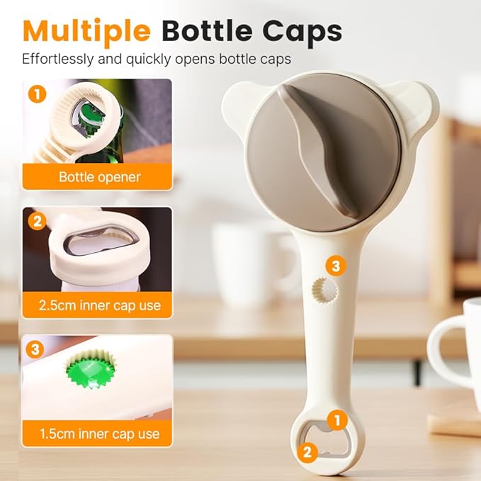 3Pcs Adjustable Stainless Steel Jar Opener, 2026 New 4-in-1 Jar Opener, Stainless Steel Lid Remover for Seniors & Arthritis Sufferers, Fits Kitchen Jars, Bottles & Cans (3)