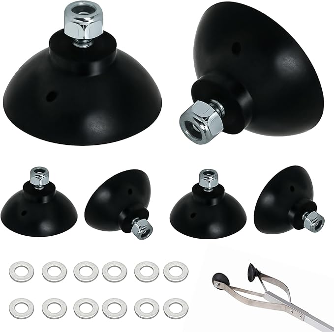 Grabber Tool Reacher Rubber Suction Cups, Replacement Gripper Cups Tips Part for Repair, Outdoor Long Reach Pick up Gripper Parts for Arcmate Ez Heavy Duty Pickers, Rubber Cups with Locknuts (6 Cups)