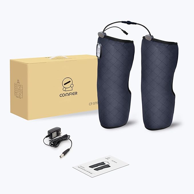 COMFIER Heated Knee Massager Heating Pad for Knee Pain Relief,Heat Knees Warmers Wrap with Massage and Vibration-Greige