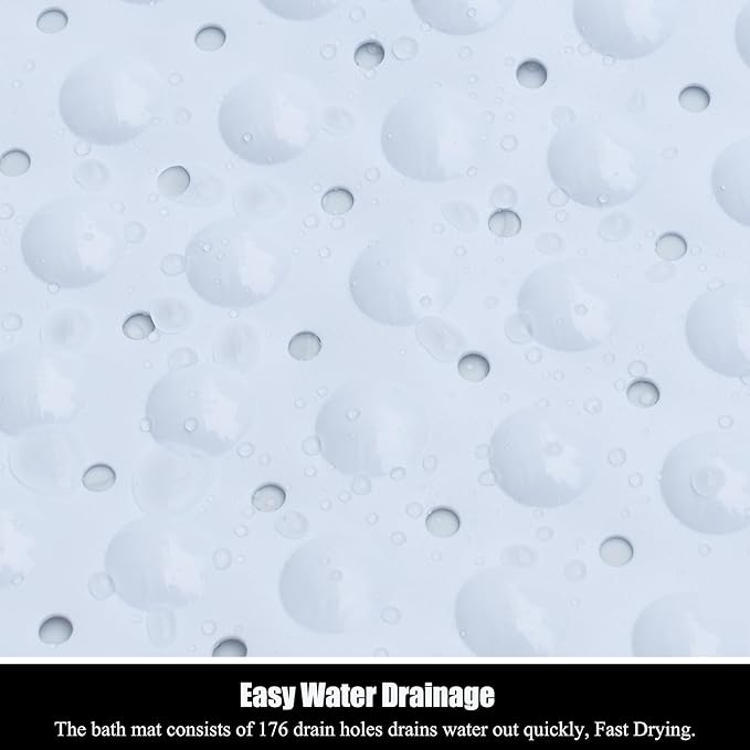Bathtub and Shower Mats, 28 x 15 Inch Non-Slip Bath Mat, Machine Washable Bath Tub Mat with Suction Cups & Drain Holes for Bathroom, Beige
