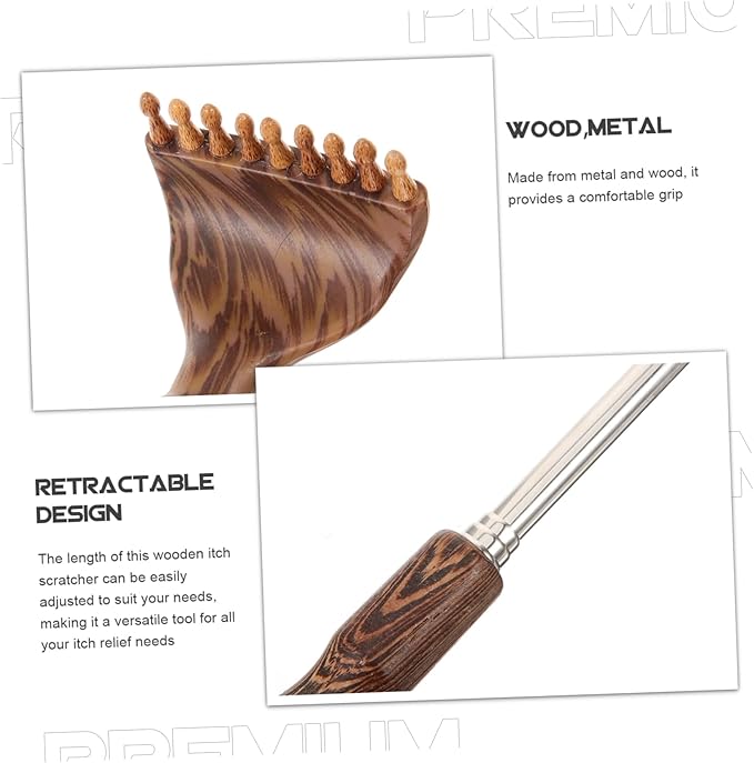 Retractable Wooden Back Scratcher Purple Sandalwood 20 Extendable Body Massager Tool for Adults Portable Itching Relief Device for Seniors and Travel