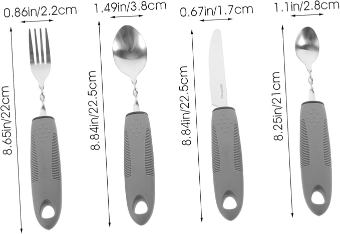 Adaptive Non-Slip Elderly Utensil with Bendable Handles Lightweight Stainless Steel Tableware for Disabled Seniors Hand Injury and Neurological Patients Easy Grip and Anti-Shaking