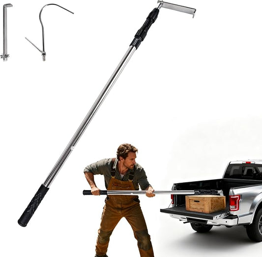 Grabber Reacher Tool,6.3 FT Reacher Grabber Pickup Tool for Heavy Duty Pickup Trucks Bed,Accessories and More Telescoping Pole with 2 Hooks-Black