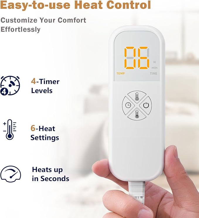 Christmas Gifts Heating Pad for Back, Neck, Shoulder Pain & Cramps Relief, Electric Heating Pad with 6 Heat Settings, Auto-Off, Moist Dry Heat Options, Gifts for Women, Men, Mom, Dad, Wife, Husband