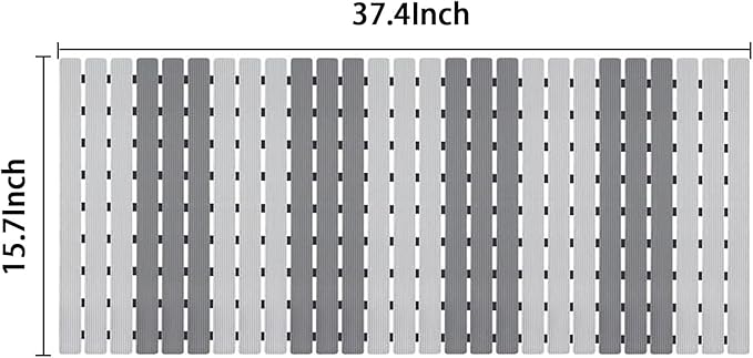 BEMISO Shower Mat Non Slip Bathtub Mat with Suction Cups and Drain Holes 37.4 x15.7 Inch Bath Mat for Tub & Shower.Easy Dry,Easy to Cut,Eco-Friendly