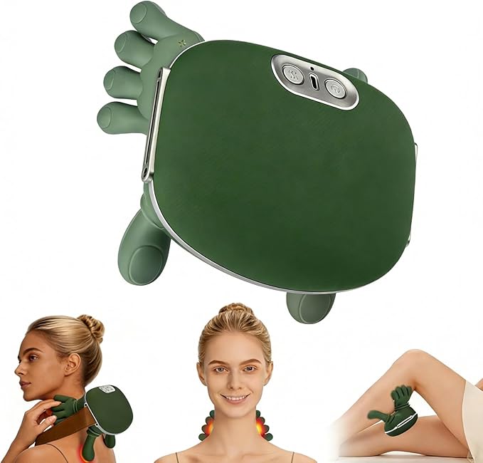 Neck Massager ，2026Newly upgraded version 4D Human-Like Hand Massager with Heat Electric Shoulder & Cervical Massage for Wireless Portable Neck and Back Massager Relieve fatigue (Green version)