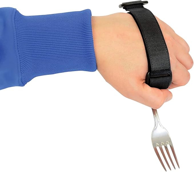 Universal Cuff Utensil Holder Strap Elderly Hand Strap for Holding Holds Utensils Writing Aids Parkinson Arthritis Tremors Patient Eating Assistance (Black)