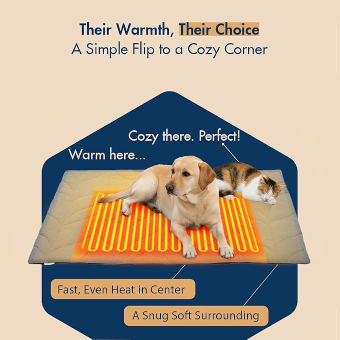 Vagascape Dog Pad (31"x20") - Waterproof Mat & Pet Bed for Indoor and Outdoor Use, Chew Resistant Cord, Machine Washable Cover with Wheat Pattern Quilting, for Cats and Pets