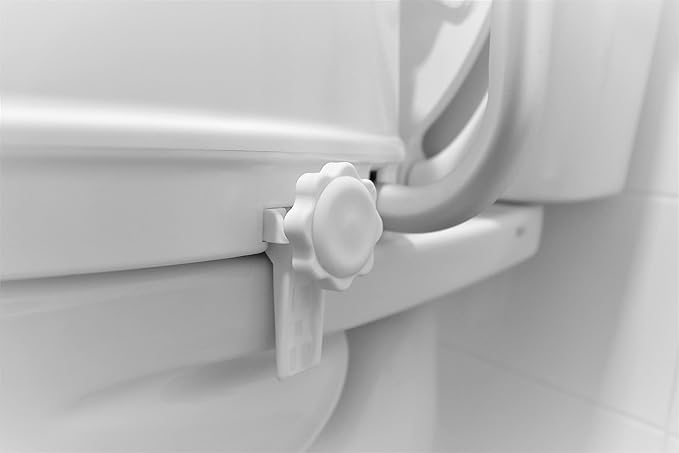 PEPE Mobility Raised Toilet Seat with Handles and Lid for Elderly 4" High, Fits Round and Elongated up to 15" Wide, Commode Seat with Sturdy Brackets, Medical Aid
