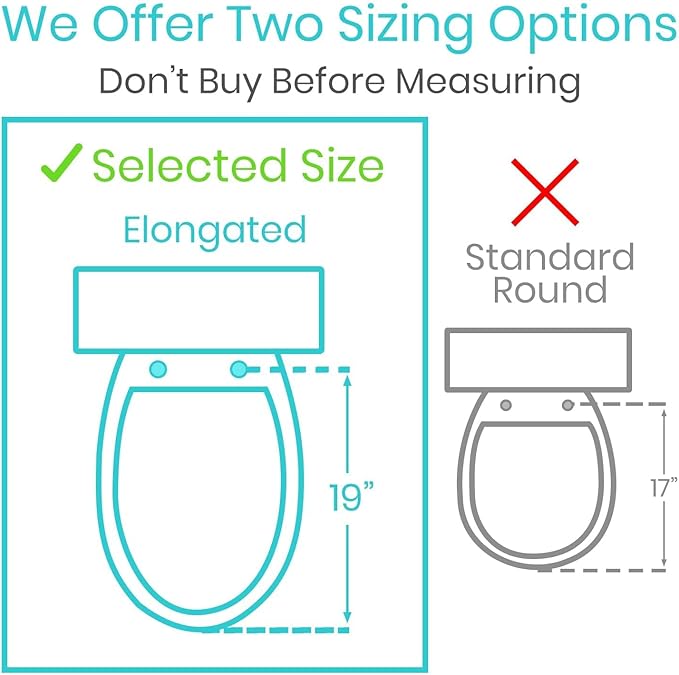 Vive Raised Toilet Seat Riser for Seniors (with Handles) - Handicap Rail Grab Bar Seat for Over Toilet - Elevated Safety for Elderly, Disabled, Medical - Elongated