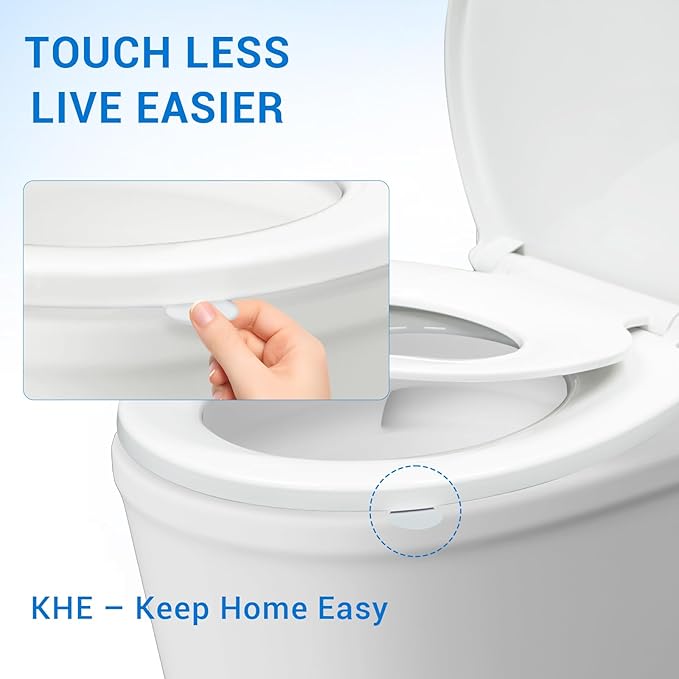 KHE Elongated Toilet Seat with Child Seat 18.5 Inch, Soft Close Toilet Seat with No-Touch Handle, Quick Release, Non-Slip, Durable PP, White