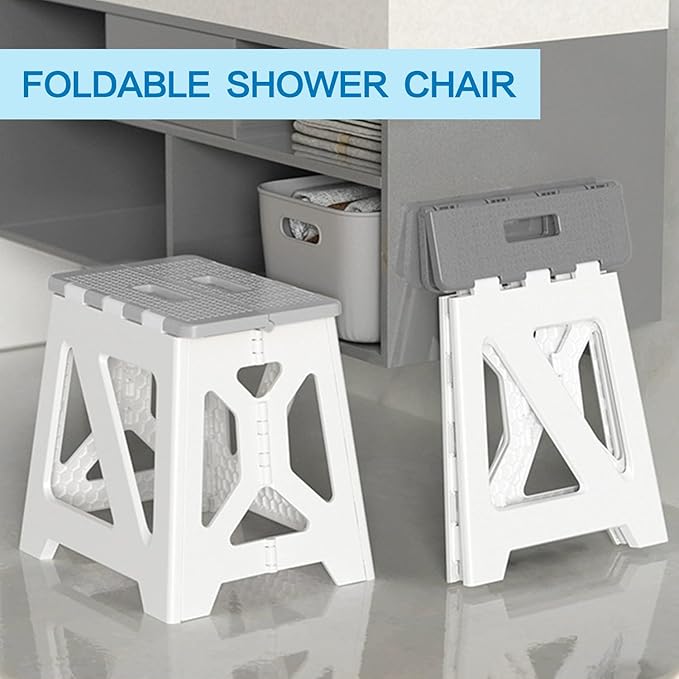 Foldables Shower Chair Seats for Inside Shower Stool Bench Folding Foldables Stools Adults Elderly and Disabled Seats Tub Benches Bathroom (Grey Seat Size Foldable ShowerChair 15.7x8.3x12.5)