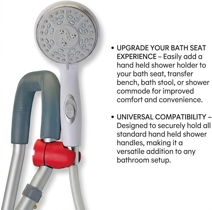 NOVA Handheld Shower Holder Attachment for Bath Seats & Transfer Benches – Universal Mount for Bath Stool, Shower Commode & Chairs, Adjustable, Secure, Easy Install Bathroom Accessory