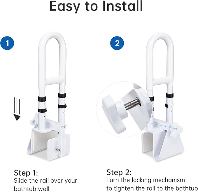 Yescom Raised Toilet Seat and Bathtub Grab Bar Kit for Seniors Disabled Safety Adjustable Height