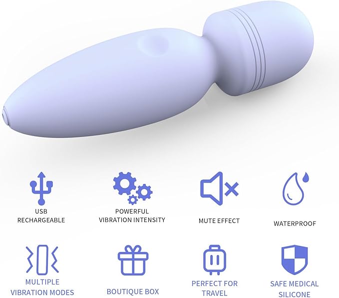 Fuwyiy Mini Massager Tools,Small Waterproof Cordless Handheld Massager with 10 Vibration Modes, Personal Handheld Massager for Back（Gray Purple）