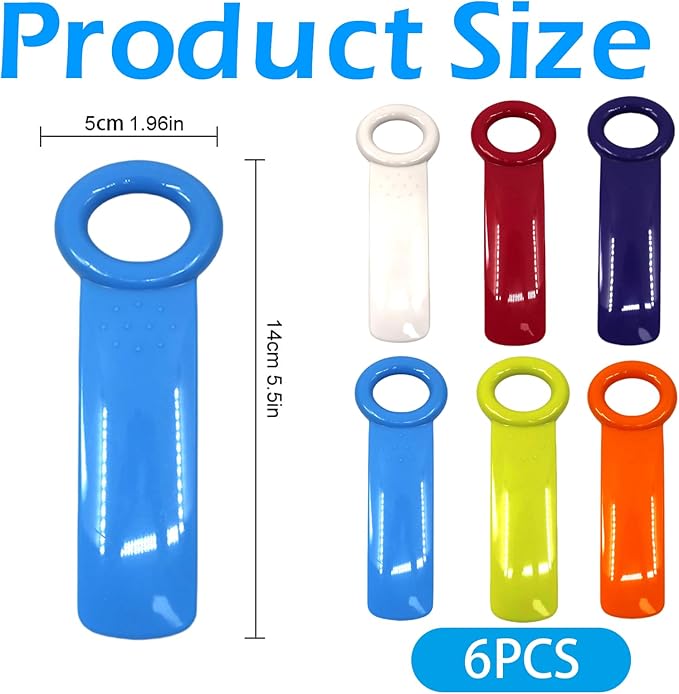 6 Pcs Jar Key Opener for Weak Hands, Elderly & Children - Plastic Jar Lid Opener with Easy Grip, Hand Held, 5.5", Colorful Design