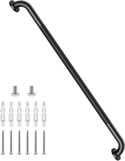 40 Inch Anti Slip Shower Grab Bar, Munzong Bathroom Grab Bar for Showers, Black Knurled Handicap Balance Bar,Safety Hand Rail Support Elderly Senior Assist Bath Handle