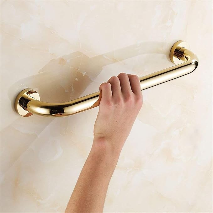 WINCASE Gold Grab Bars for Bathroom, Shower Handle 16 Inch, Bathtub Anti Slip Handrail Safety Polished Brass Wall Mounted with Concealed Screws