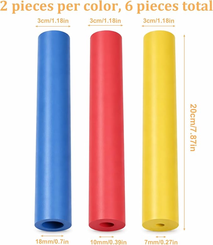 Foam Grip Tubing 6 Pcs Adaptive Utensils for Elderly, Built up Grip Aid for Utensils, Adaptive Utensil Cutlery Padding Handle Tools and Pens for Disabled, Adults, Elderly, Arthritic and Handicapped