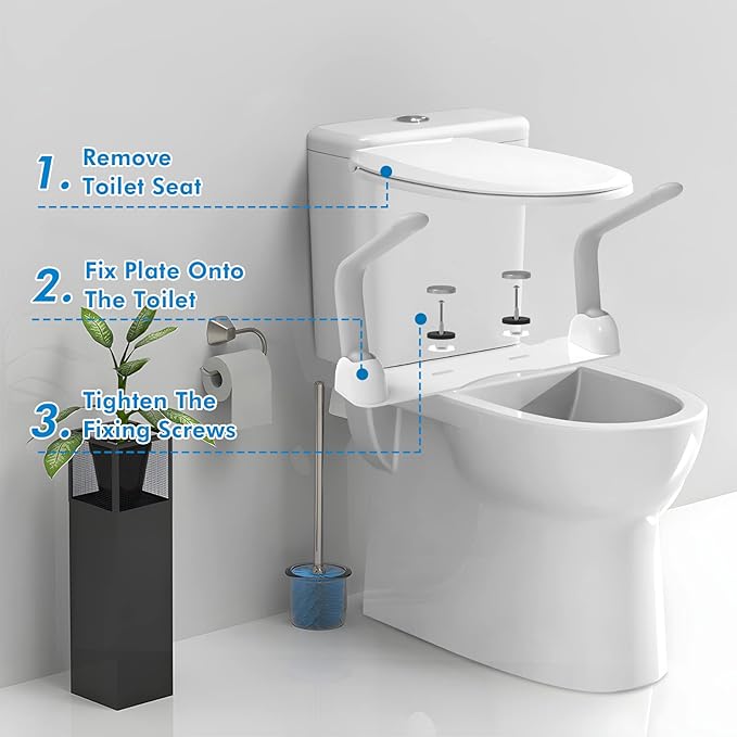 Toilet Safety Rail, Heavy Duty Foldable Toilet Handrail, Aluminum Alloy Support Up to 480LBS Perfect for Elderly Senior Handicap Pregnant