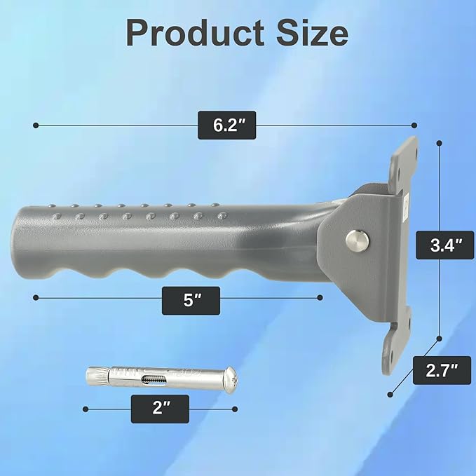 Flip Up Grab Bar for Doorway/Stairs Safety Assist Handles for Elderly Non-Slip Grip Bar Great for Seniors, Elderly, Disabled, Handicap and Injured People - Suitable for Solid Wall (Gray)